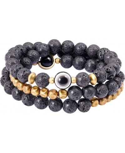 Lava Rock Evil Eye Bracelet for Women Men Necklace 8mm Beads Essential Oil Diffuser Anxiety Healing Yoga Meditation Stretch $...