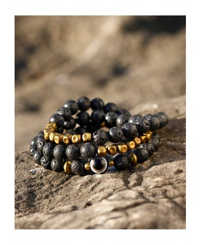 Lava Rock Evil Eye Bracelet for Women Men Necklace 8mm Beads Essential Oil Diffuser Anxiety Healing Yoga Meditation Stretch $...