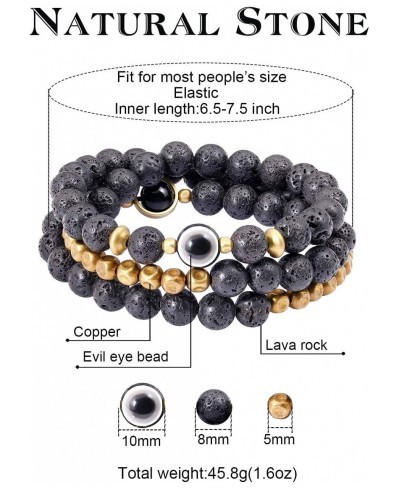 Lava Rock Evil Eye Bracelet for Women Men Necklace 8mm Beads Essential Oil Diffuser Anxiety Healing Yoga Meditation Stretch $...