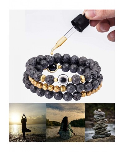 Lava Rock Evil Eye Bracelet for Women Men Necklace 8mm Beads Essential Oil Diffuser Anxiety Healing Yoga Meditation Stretch $...