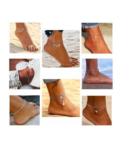 30Pcs Anklets for Women Silver Gold Ankle Bracelets Set Boho Layered Beach Anklet Foot Jewelry Adjustable Chain $11.70 Anklets