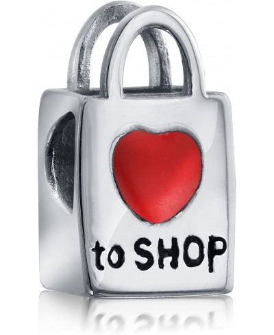 I Love Shopping Love to Shop Charm 925 Sterling Silver Bag Bead $11.62 Charms & Charm Bracelets