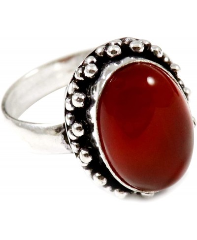 Carnelian Gemstone Silver Band Ring for Women Solid 925 Sterling Silver Ring Handmade SRG194H $25.47 Bands