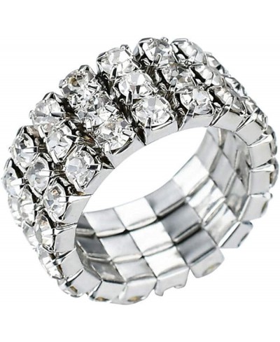 Sparkling 3 Row Rhinestone Stretch Ring $9.07 Statement