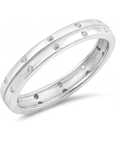 White CZ Eternity Simple Elegant Thumb Ring .925 Sterling Silver Band Sizes 5-10 $25.15 Bands