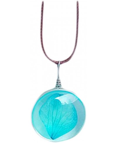 Time Gemstone Necklace Blue Hydrangea Flower $9.35 Chains