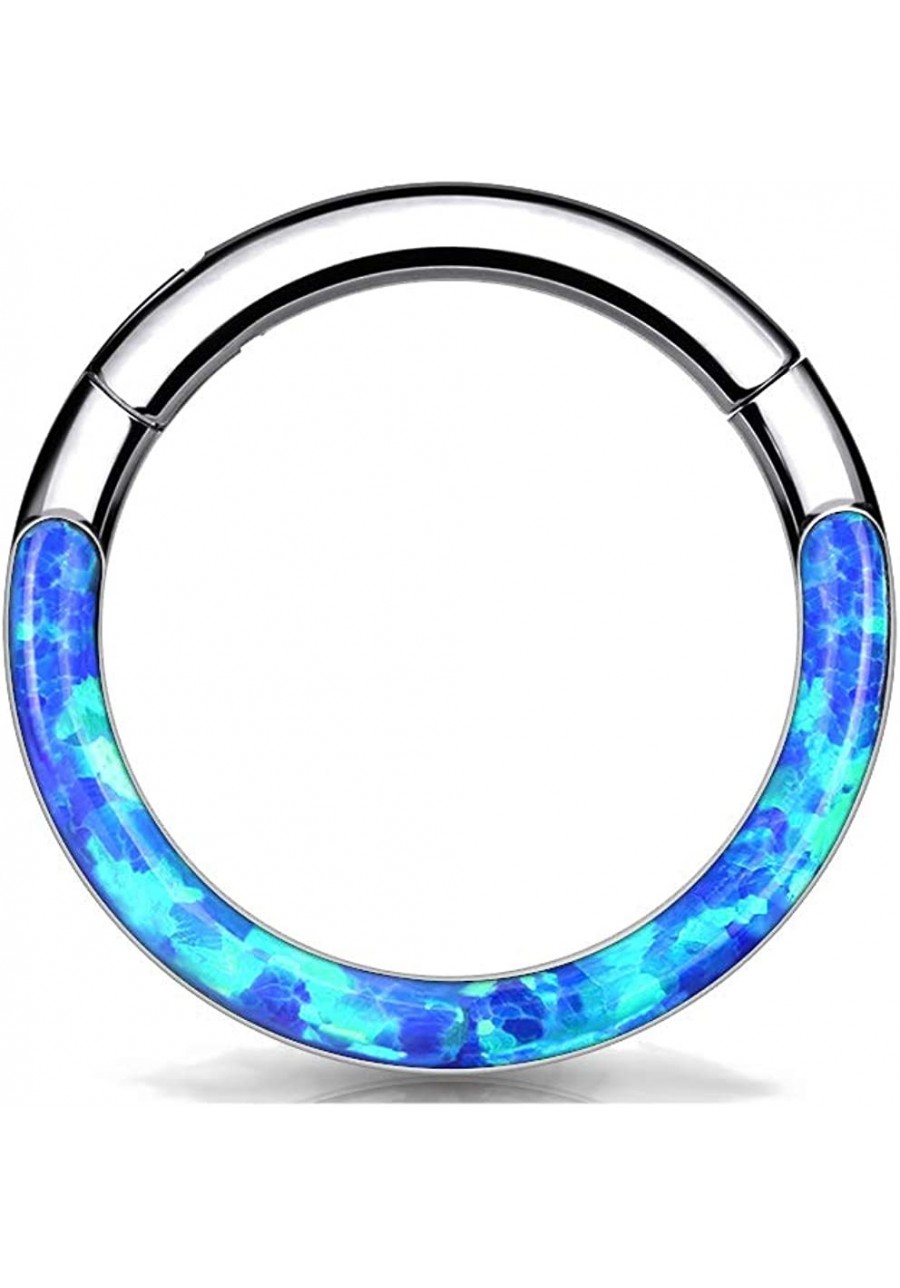 Implant Grade Titanium Hinged Segment Hoop Rings with Opal Lined Front (Sold Per Piece) $27.83 Piercing Jewelry