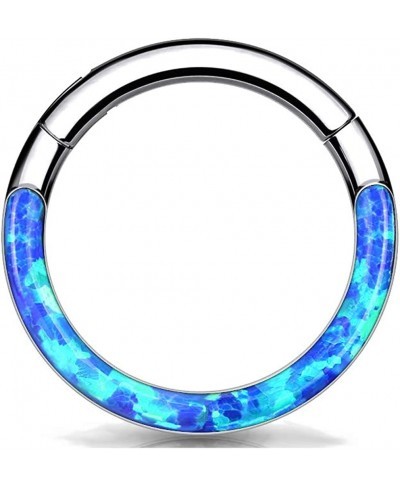 Implant Grade Titanium Hinged Segment Hoop Rings with Opal Lined Front (Sold Per Piece) $27.83 Piercing Jewelry