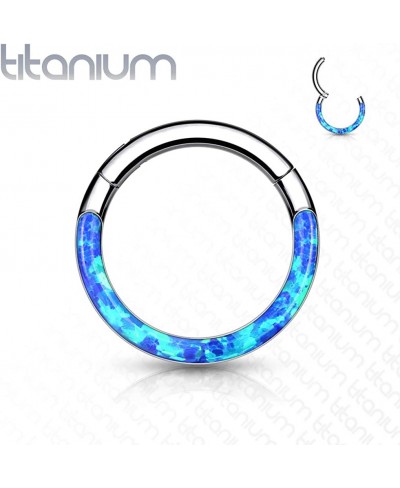 Implant Grade Titanium Hinged Segment Hoop Rings with Opal Lined Front (Sold Per Piece) $27.83 Piercing Jewelry