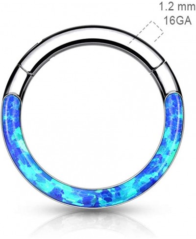 Implant Grade Titanium Hinged Segment Hoop Rings with Opal Lined Front (Sold Per Piece) $27.83 Piercing Jewelry