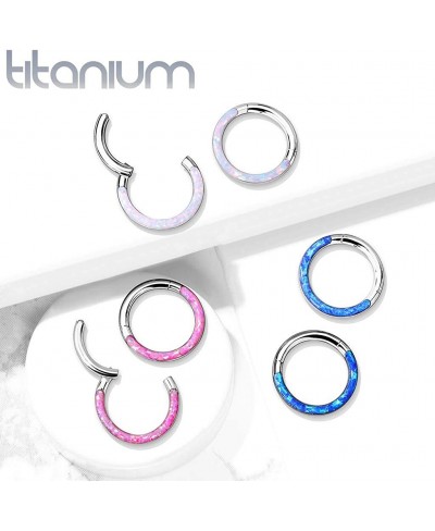 Implant Grade Titanium Hinged Segment Hoop Rings with Opal Lined Front (Sold Per Piece) $27.83 Piercing Jewelry