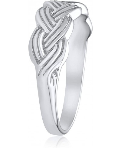 Personalize Half Braided Band Wheat Weave Woven Wire Twisted Rope Cable Band Ring For Women Teens .925 Sterling Silver 5MM Cu...