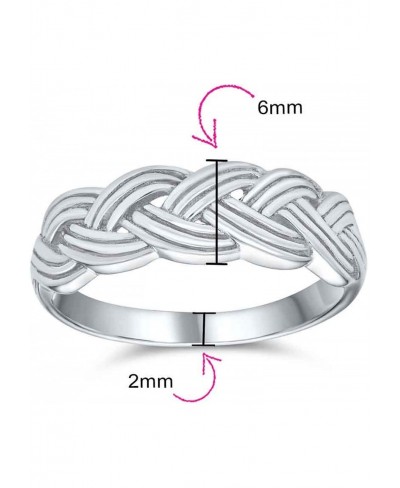 Personalize Half Braided Band Wheat Weave Woven Wire Twisted Rope Cable Band Ring For Women Teens .925 Sterling Silver 5MM Cu...