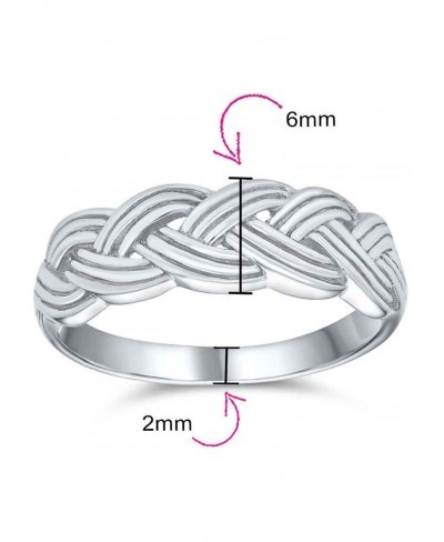 Personalize Half Braided Band Wheat Weave Woven Wire Twisted Rope Cable Band Ring For Women Teens .925 Sterling Silver 5MM Cu...