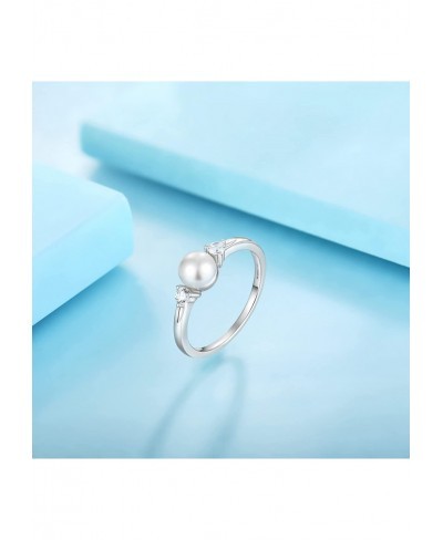 Pearl Ring 925 Sterling Silver Cubic Zirconia Women's Rings with 7mm White Freshwater Cultured Pearl Ring size 5-10 $35.33 St...