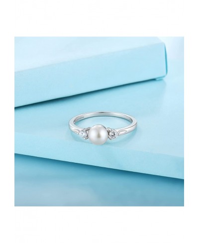 Pearl Ring 925 Sterling Silver Cubic Zirconia Women's Rings with 7mm White Freshwater Cultured Pearl Ring size 5-10 $35.33 St...