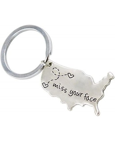 Valentine's Day Miss Your face Letter Necklace Key Chain Double Heart Dog Tag Charm Pendant Couples Love Lettering Map Tag Ne...