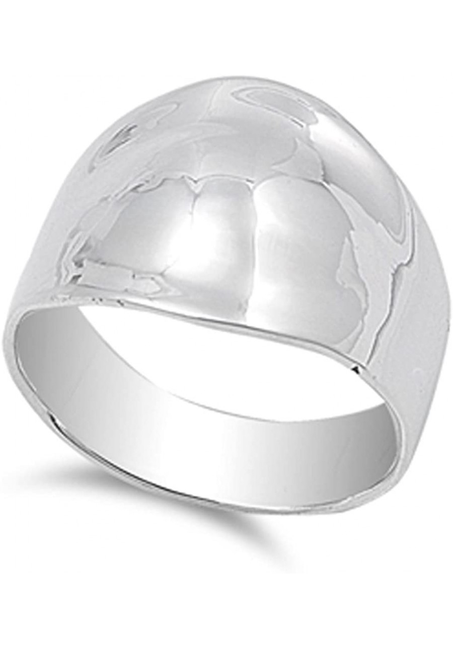 High Polish Wide Dome Large Fashion Ring New 925 Sterling Silver Band Sizes 6-10 $24.02 Bands