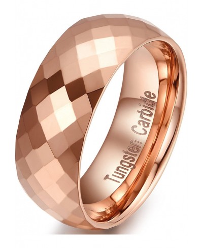 Mens Womens Rose Gold Ring 8mm Multi Faceted Tungsten Carbide Fashion Engagement Wedding Band Comfort Fit $28.35 Bands