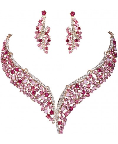 Austrian Crystal Graceful Wing Flower Necklace Earrings Set for Women $24.06 Jewelry Sets