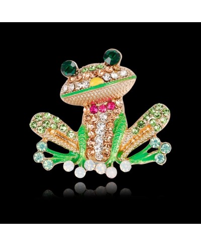 Frog Brooch Pins for Women Men Enamel Rhinestone Colorful $10.26 Brooches & Pins