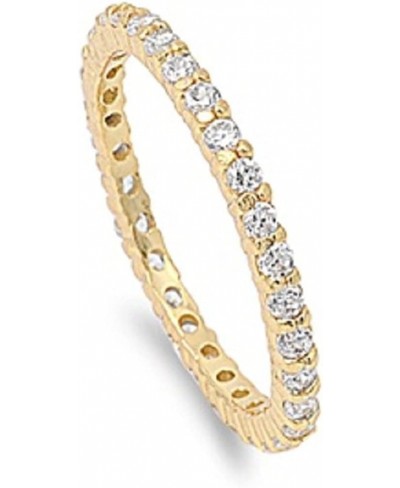 Stackable Yellow Gold-Tone Plated Eternity Cubic Zirconia Ring Sterling Silver 925 $14.94 Eternity Rings