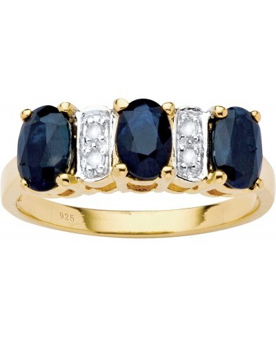 Yellow Gold-Plated or Platinum-Plated Sterling Silver Oval Cut Genuine Blue Sapphire and Diamond Accent Ring $46.10 Statement