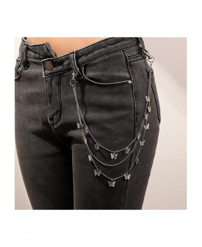 Butterfly Jeans Pants Chain Multi Layer Jean Chains Charm Waist Chain Wallet Chain Body Belly Chain for Women Girls Silver $8...