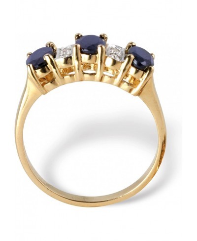 Yellow Gold-Plated or Platinum-Plated Sterling Silver Oval Cut Genuine Blue Sapphire and Diamond Accent Ring $46.10 Statement