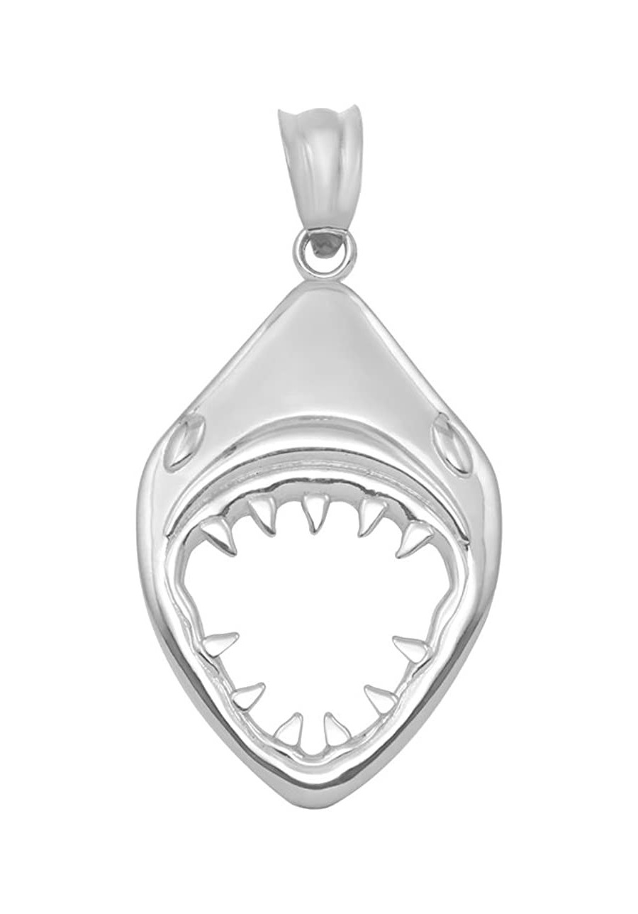 925 Sterling Silver Jaws Shark Head Mouth Open Charm Pendant $17.36 Pendants & Coins