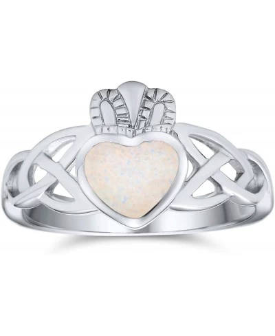 BFF Celtic Irish Friendship Couples Promise Bezel Created Opal Claddagh Ring For Women For Girlfriend October Birthstone $22....