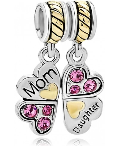 Sterling Silver Mom Daughter Love Four Leaf Clove Charms Beads For Bracelets $17.19 Charms & Charm Bracelets