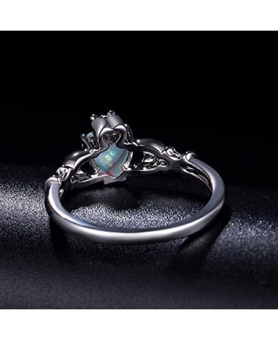 Opal Rings 18K White Gold Plated Heart/Square Fire Opal Cocktail Promise Rings for Women (A-white heat 8.01) $10.58 Bands