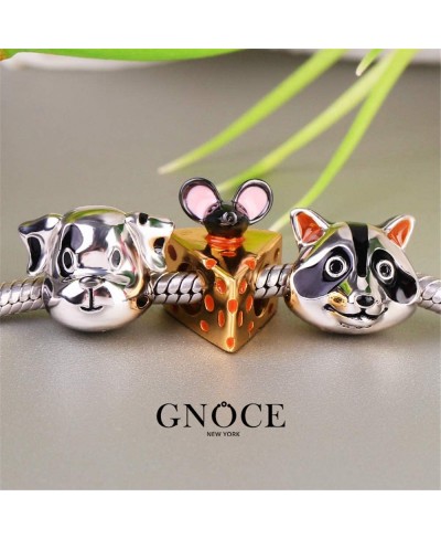 Rat Eating Cheese Charm Bead Sterling Silver Who Moved My Cheese Black Mouse Charm Bead 18k Gold Plated Fit Bracelet/Necklace...