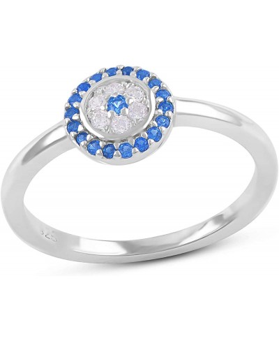 Sterling Silver Thin Stackable Cz Evil Eye Ring (Size 4 - 11) $20.15 Stacking