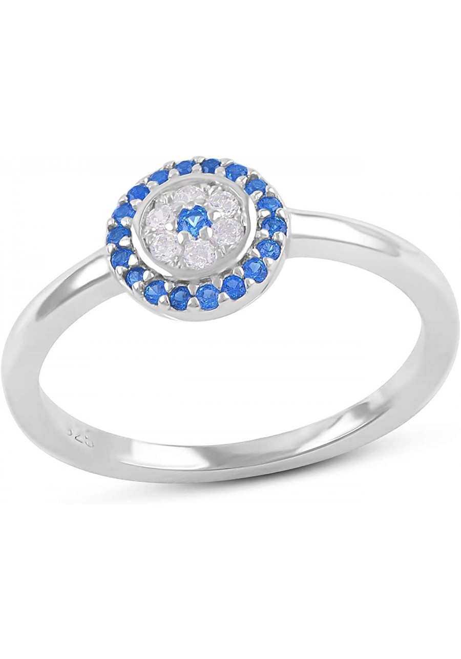 Sterling Silver Thin Stackable Cz Evil Eye Ring (Size 4 - 11) $20.15 Stacking