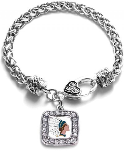 Silver Square Charm Bracelet with Cubic Zirconia Jewelry $21.57 Link