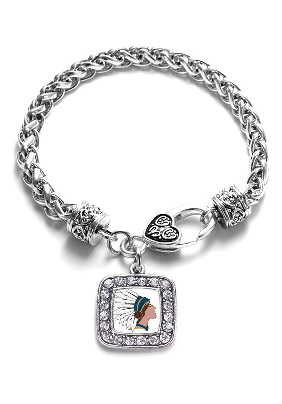 Silver Square Charm Bracelet with Cubic Zirconia Jewelry $21.57 Link