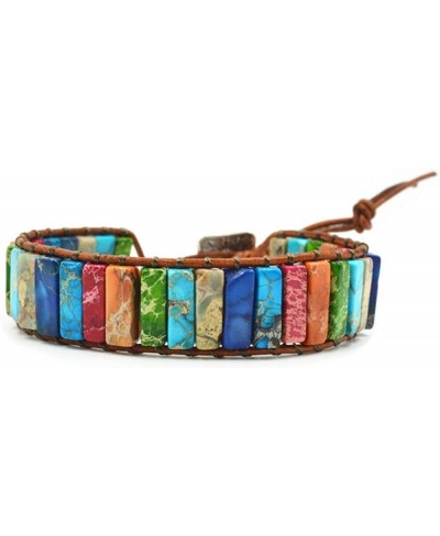 Handmade Imperial Jasper Beaded Leather Wrap Bracelets for Women Teen Girls Adjustable $11.83 Strand