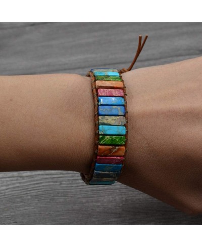 Handmade Imperial Jasper Beaded Leather Wrap Bracelets for Women Teen Girls Adjustable $11.83 Strand