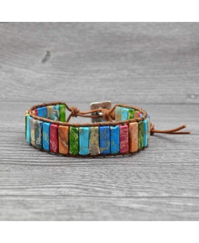 Handmade Imperial Jasper Beaded Leather Wrap Bracelets for Women Teen Girls Adjustable $11.83 Strand