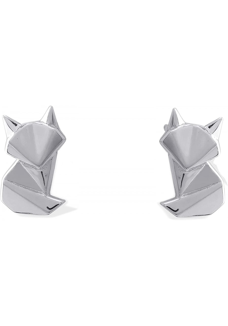 Sterling Silver Origami Fox Stud Earrings $25.97 Stud