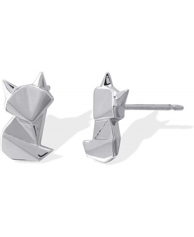 Sterling Silver Origami Fox Stud Earrings $25.97 Stud