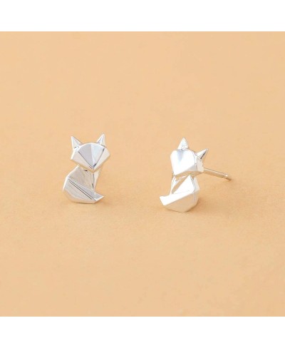 Sterling Silver Origami Fox Stud Earrings $25.97 Stud