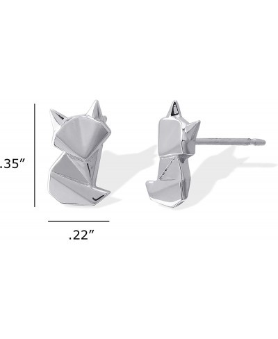 Sterling Silver Origami Fox Stud Earrings $25.97 Stud