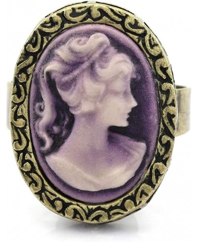 Lavender Purple Cameo Ring Adjustable Size Band Women Lady Fashion Jewelry $11.79 Bands