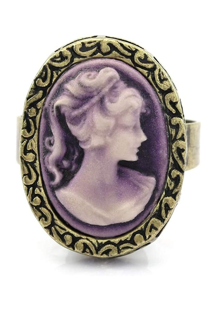 Lavender Purple Cameo Ring Adjustable Size Band Women Lady Fashion Jewelry $11.79 Bands