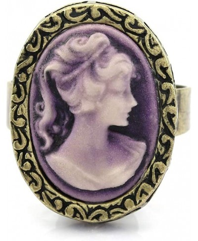 Lavender Purple Cameo Ring Adjustable Size Band Women Lady Fashion Jewelry $11.79 Bands