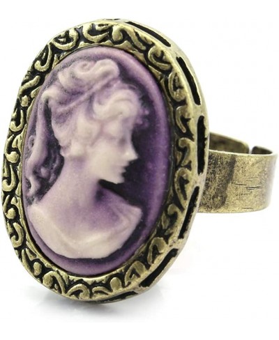 Lavender Purple Cameo Ring Adjustable Size Band Women Lady Fashion Jewelry $11.79 Bands