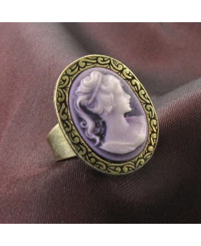 Lavender Purple Cameo Ring Adjustable Size Band Women Lady Fashion Jewelry $11.79 Bands